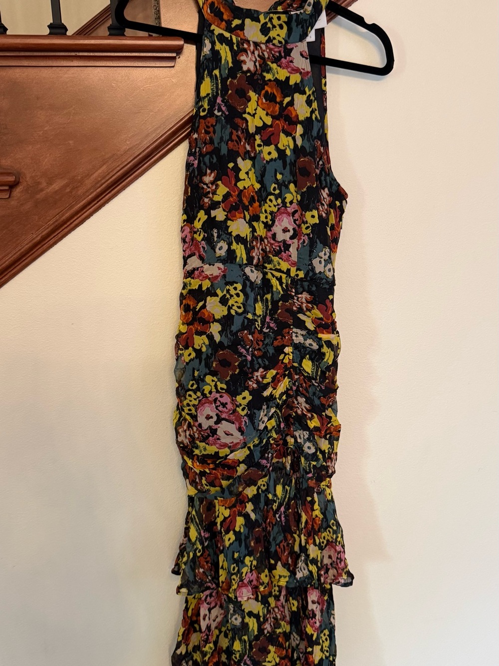 Cleobella Black Floral Maxi Dress with Yellow & Red Accents